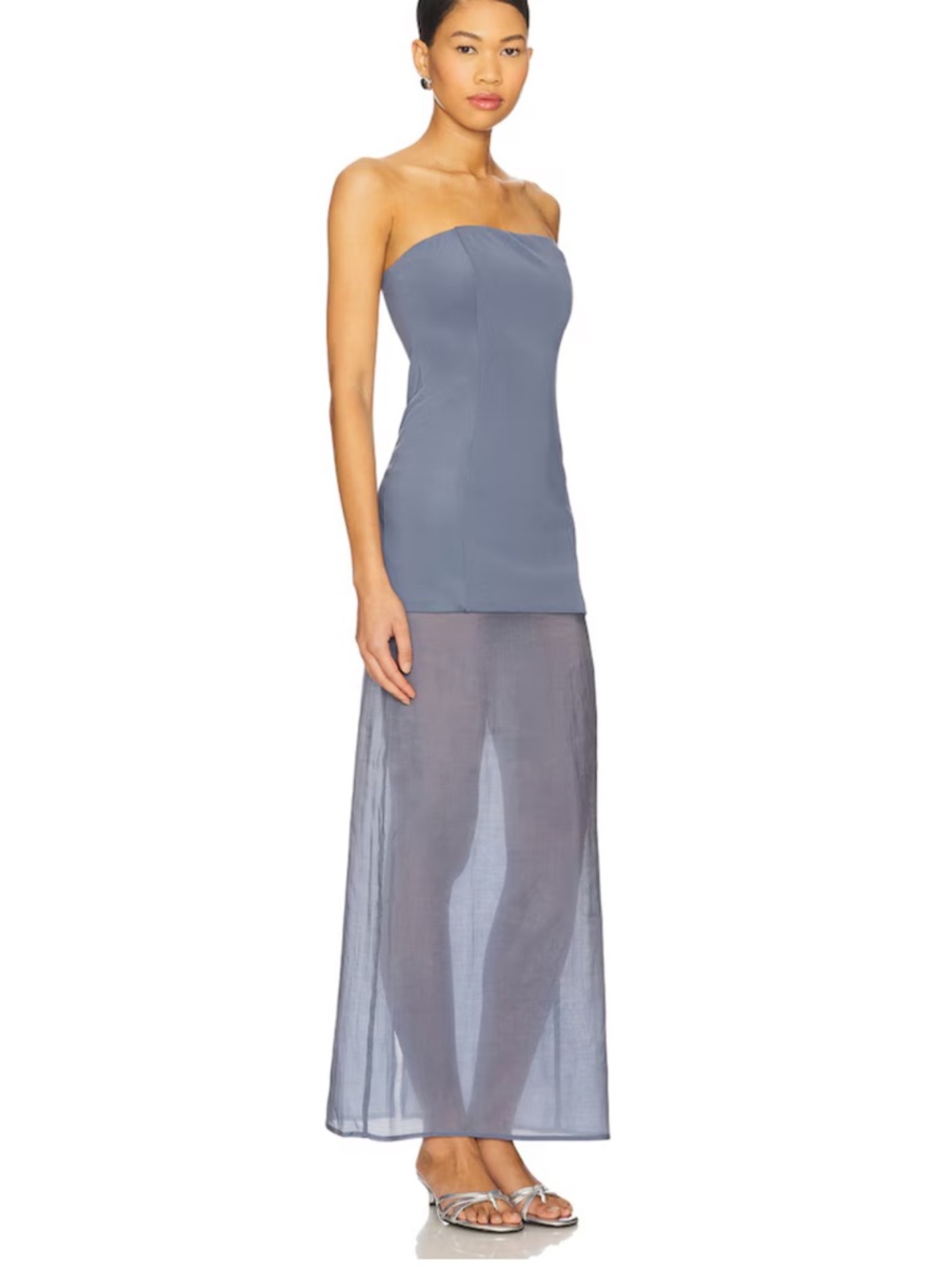 Strapless Sheer Maxi Dress in periwinkle - Picture 2 of 3